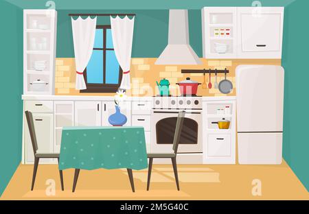 Kitchen interior in traditional classic design Stock Vector