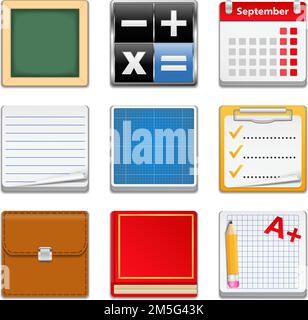 Set of education square icons, vector eps10 illustration Stock Vector