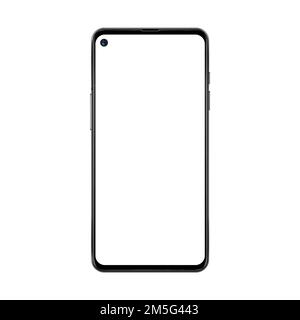 Black realistic and trendy no frame smartphone with blank white screen and separated camera isolated on white Stock Vector