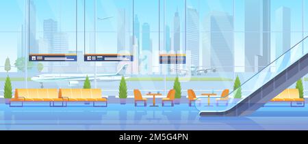Airport waiting hall modern inside interior lounge room Stock Vector