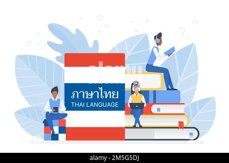 Online Thai language courses, remote school or university concept Stock Vector