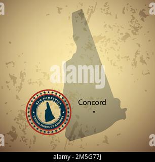 New Hampshire map with stamp vintage vector background Stock Vector