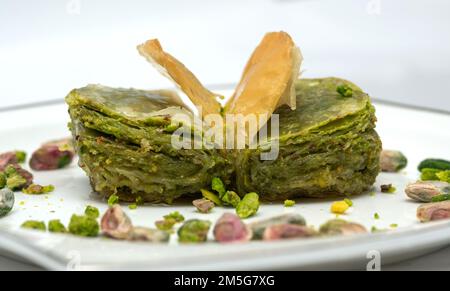 Turkish Baklava. pistachio baklava. baklava with walnut. auger baklava. Turkish dessert. Sherbet dessert. Stock Photo