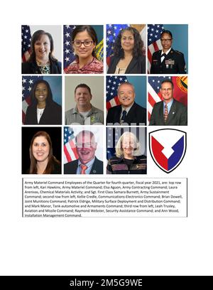 Army Materiel Command announces the Employees of the Quarter for fourth quarter, fiscal year 2021. Stock Photo
