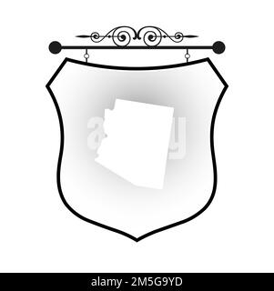 Arizona map on heraldic sign Stock Vector