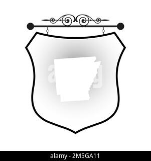 Arkansas map on heraldic sign Stock Vector