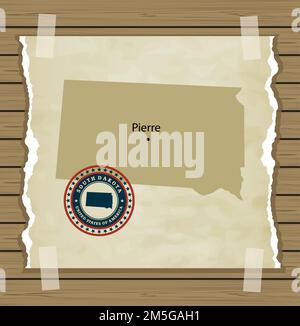 South Dakota map with stamp vintage vector background Stock Vector ...