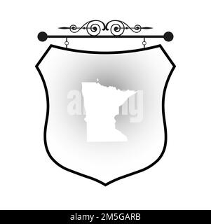 Minnesota map on heraldic sign Stock Vector