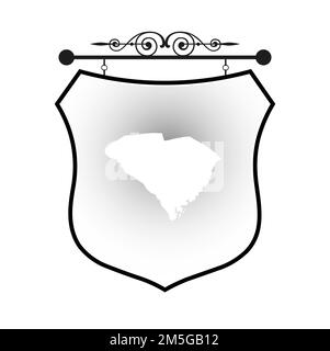 South Carolina map on heraldic sign Stock Vector
