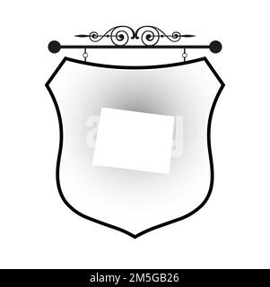 Wyoming map on heraldic sign Stock Vector