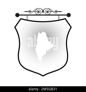 Maine map on heraldic sign Stock Vector
