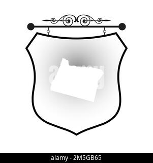Oregon map on heraldic sign Stock Vector