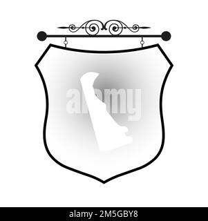 Delaware map on heraldic sign Stock Vector