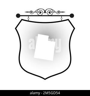 Utah map on heraldic sign Stock Vector