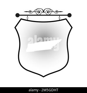 Tennessee map on heraldic sign Stock Vector