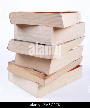 Pile of Old books isolated on white Stock Photo