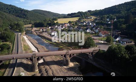 Reconstruction after the flood disaster in the Ahr valley near Hoenningen Stock Photo