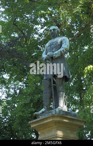 Statue of Otto von Bismarck 1815-1898 in Bad Kissingen, Rhoen, Lower Franconia, Franconia, Bavaria, Germany Stock Photo