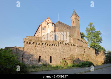 Castle built 1270 in Hirschhorn am Neckar, Neckar Valley, Odenwald, Hesse, Germany Stock Photo