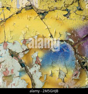 Peeling paint on an old wall in an abandoned bomb dump Stock Photo
