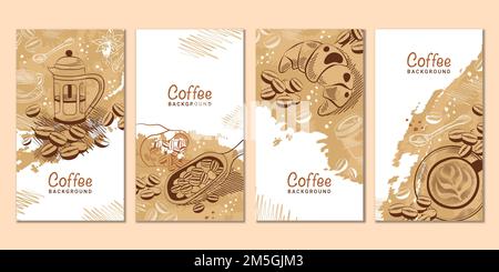 Instagram stories coffee grain paint vector in illustration Stock Vector