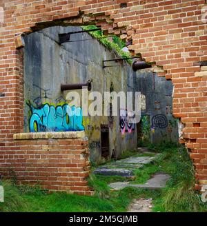 Detail of abandoned building in an old brickworks Stock Photo