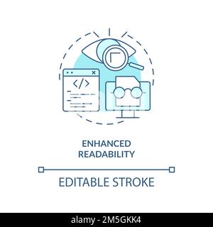 Enhanced readability turquoise concept icon Stock Vector