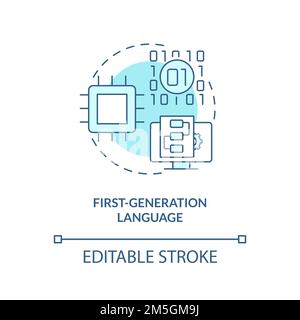 First-generation programming language turquoise concept icon Stock Vector