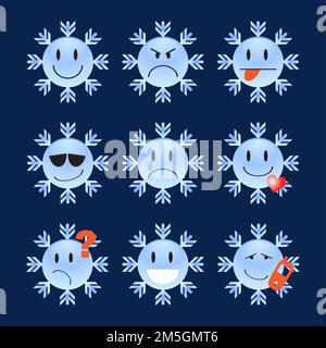 expression emotions, illustration in the form snowflakes Stock Vector