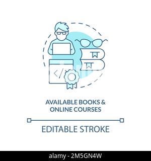 Available books and online courses turquoise concept icon Stock Vector