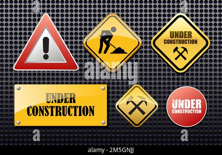 Under construction set vector sign for site Stock Vector