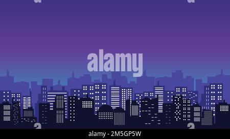 Illustration of a city background with a view of twinkling lights and ...