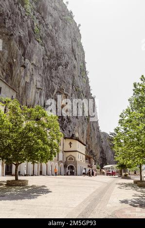 Entrance to Ostrog Monastery, Montenegro Stock Photo