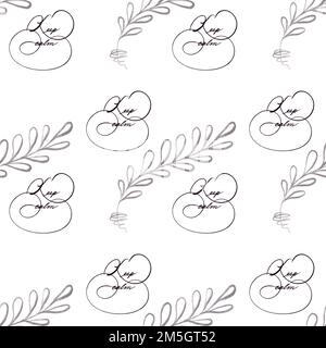 Keep calm foliage black white seamless pattern  Stock Photo