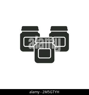 Baby food jars glyph icon on white background. Vector illustration. Stock Vector