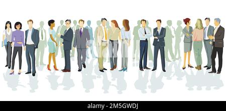 Business people standing together illustration, isolated on white background Stock Vector