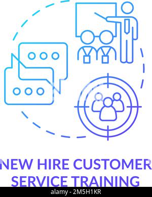 New hire customer service training blue gradient concept icon Stock Vector