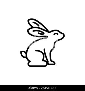 Symbolic rabbits and Japanese style new year icon Stock Vector