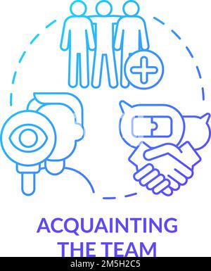 Acquainting team blue gradient concept icon Stock Vector