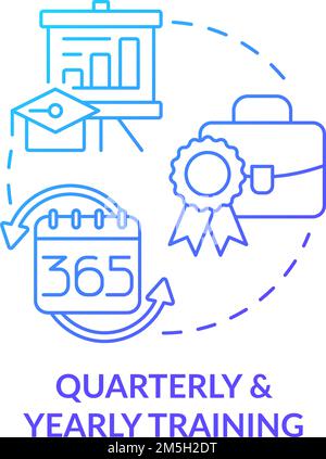 Quarterly and early training blue gradient concept icon Stock Vector