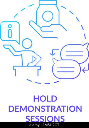 Hold demonstration sessions blue gradient concept icon Stock Vector