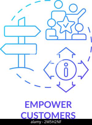 Empower customers blue gradient concept icon Stock Vector
