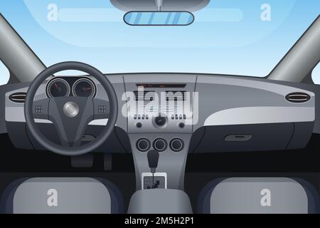 Realistic dark vehicle car interior Stock Vector
