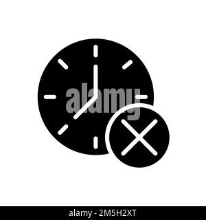 Clock with cross mark black glyph icon Stock Vector