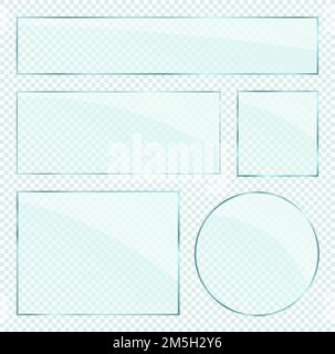 Vector Realistic glass plates layers set on transparent alpha background Stock Vector