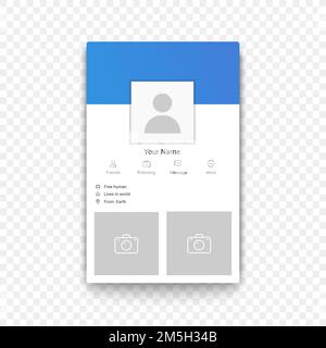 Social network mobile app profile template on the transperant alpha background Stock Vector