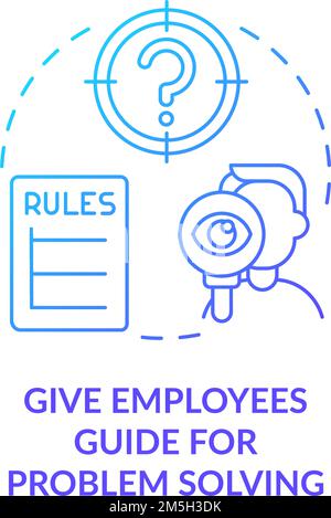 Give employees guide for problem solving blue gradient concept icon Stock Vector