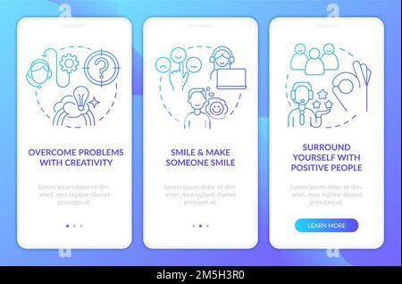 Positive attitude in service blue gradient onboarding mobile app screen Stock Vector