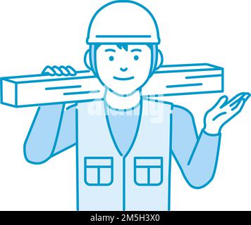 Young asian carpenter vector illustration | introducing Stock Vector