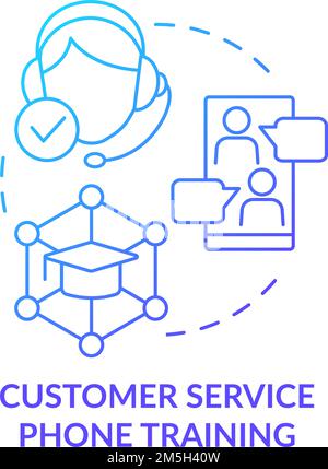 Customer service phone training blue gradient concept icon Stock Vector